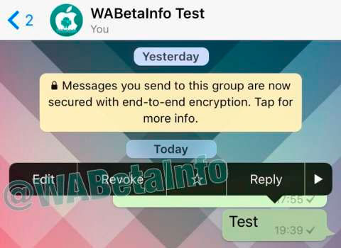 Редактирование сообщений в WhatsApp